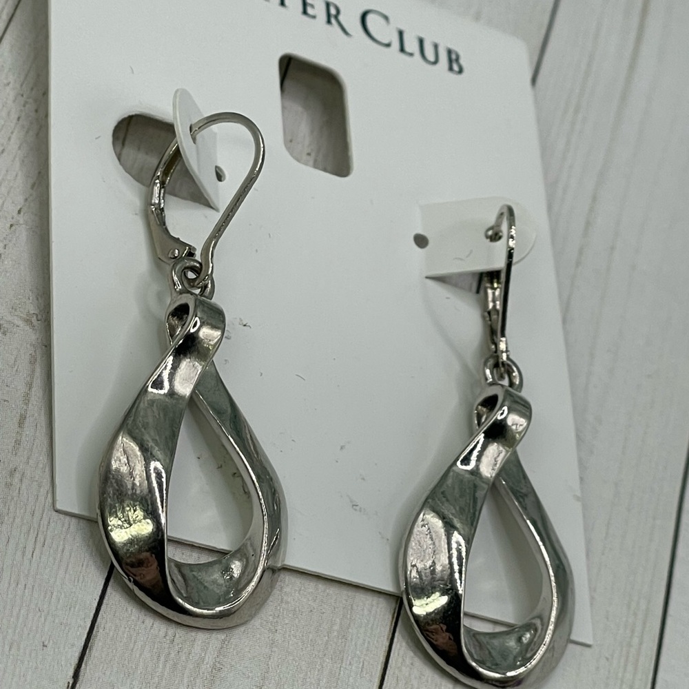 NWT Charter Club Twisty Silvertone Earrings - Picture 3 of 8